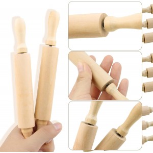 BILLIOTEAM 6 Pack 8 Inch Mini Wood Rolling Pin,Great for Children Kids Girls and Boys,Small Wooden Rollers for Art and Crafting,Baking,Cookie Dough,Cooking,Clay,Play Doh