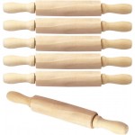 BILLIOTEAM 6 Pack 8 Inch Mini Wood Rolling Pin,Great for Children Kids Girls and Boys,Small Wooden Rollers for Art and Crafting,Baking,Cookie Dough,Cooking,Clay,Play Doh