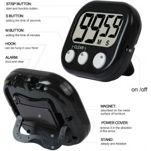 12 Pack Digital Kitchen Timer Large LCD Display Loud Alarm Strong Magnetic Stand, Minute Seconds Count Up Countdown and Simple Operation Timers for Cooking, Bathroom, Kids, Teacher, Classroom - Black