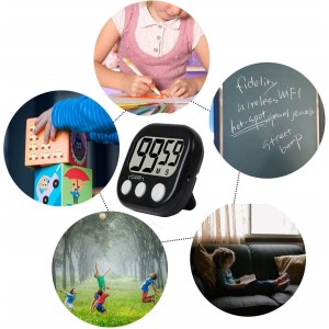 12 Pack Digital Kitchen Timer Large LCD Display Loud Alarm Strong Magnetic Stand, Minute Seconds Count Up Countdown and Simple Operation Timers for Cooking, Bathroom, Kids, Teacher, Classroom - Black