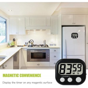 12 Pack Digital Kitchen Timer Large LCD Display Loud Alarm Strong Magnetic Stand, Minute Seconds Count Up Countdown and Simple Operation Timers for Cooking, Bathroom, Kids, Teacher, Classroom - Black