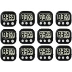 12 Pack Digital Kitchen Timer Large LCD Display Loud Alarm Strong Magnetic Stand, Minute Seconds Count Up Countdown and Simple Operation Timers for Cooking, Bathroom, Kids, Teacher, Classroom - Black