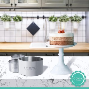 O'Creme Cake Ring Sturdy Stainless Steel Round Mousse Cake Ring Mold for Baking, Dessert Cake Decorating Pastry Rings 4 Inch Diameter x 4 Inch High
