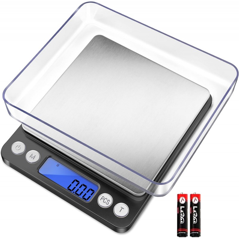Fuzion Digital Gram Scale with 2 Trays, 500g/ 0.01g Small Jewelry Scale, 6 Units Gram Scales Digital Weight Gram and Oz, Tare Function, Digital Herb Scale for Food, Mini Reptile