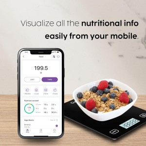 CUBITT Smart Kitchen Scale, Bluetooth Food Scale with Nutritional Calculator for Keto, Macro and Calorie, Digital Grams and Oz for Weight Loss, Cooking and Baking with Smartphone APP (Black Color)