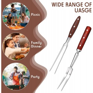 Patelai 2 Pcs Carving Meat Forks 12 in and 14 in Kitchen Stainless Steel Serving Grilling Beef Forks with Wooden Handle Xmas Large Cooking Forged Set for Home Family Party Roast BBQ Tools