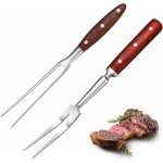 Patelai 2 Pcs Carving Meat Forks 12 in and 14 in Kitchen Stainless Steel Serving Grilling Beef Forks with Wooden Handle Xmas Large Cooking Forged Set for Home Family Party Roast BBQ Tools