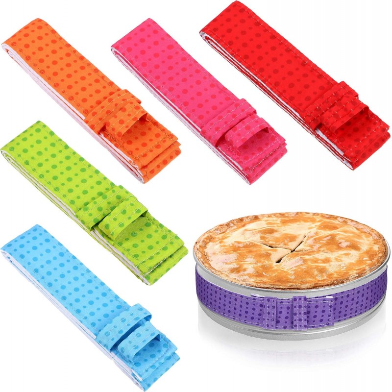 Patelai 6 Pcs Cake Strips for Even Baking Cake Pan Baking Strips Colorful Absorbent Thick Tray Protection Straps for Clean Edges Home Kitchen Supplies