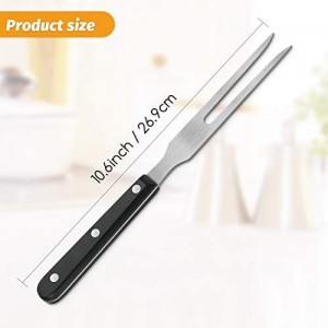 Patelai 2 Pieces Carving Meat Fork 10.6 Inch Long Kitchen Tableware Stainless Steel Serving Fork with Plastic Handle for Barbecue Turkey Dinner Cooking