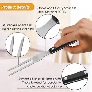 Patelai 2 Pieces Carving Meat Fork 10.6 Inch Long Kitchen Tableware Stainless Steel Serving Fork with Plastic Handle for Barbecue Turkey Dinner Cooking
