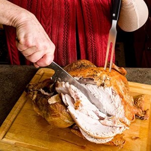 Patelai 2 Pieces Carving Meat Fork 10.6 Inch Long Kitchen Tableware Stainless Steel Serving Fork with Plastic Handle for Barbecue Turkey Dinner Cooking