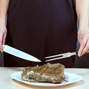 Patelai 2 Pieces Carving Meat Fork 10.6 Inch Long Kitchen Tableware Stainless Steel Serving Fork with Plastic Handle for Barbecue Turkey Dinner Cooking
