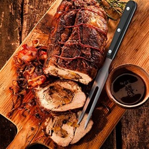 Patelai 2 Pieces Carving Meat Fork 10.6 Inch Long Kitchen Tableware Stainless Steel Serving Fork with Plastic Handle for Barbecue Turkey Dinner Cooking