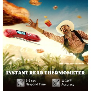 DOQAUS Digital Meat Thermometer, Instant Read Food Thermometer for Cooking with Backlit & Auto-Rotating Display, 4.6” Probe for Grilling, Baking, and Perfect BBQ