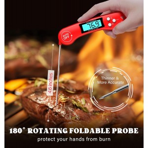 DOQAUS Digital Meat Thermometer, Instant Read Food Thermometer for Cooking with Backlit & Auto-Rotating Display, 4.6” Probe for Grilling, Baking, and Perfect BBQ