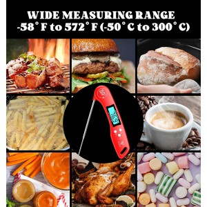 DOQAUS Digital Meat Thermometer, Instant Read Food Thermometer for Cooking with Backlit & Auto-Rotating Display, 4.6” Probe for Grilling, Baking, and Perfect BBQ