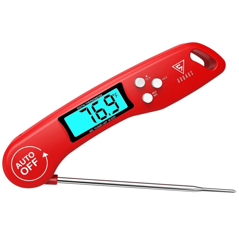 DOQAUS Digital Meat Thermometer, Instant Read Food Thermometer for Cooking with Backlit & Auto-Rotating Display, 4.6” Probe for Grilling, Baking, and Perfect BBQ