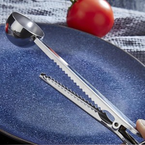Coffee Scoop Spoon with Bag Clip 2 Pcs,1 Tbsp Stainless Steel Long Handle Measuring Spoons for Ground Coffee and Beans, Loose Tea and Powder(Silver / 15ML)