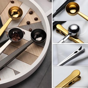 Coffee Scoop Spoon with Bag Clip 2 Pcs,1 Tbsp Stainless Steel Long Handle Measuring Spoons for Ground Coffee and Beans, Loose Tea and Powder(Silver / 15ML)