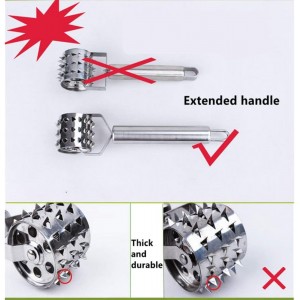 Meat Tenderizer- Stainless Steel Meat Tenderizer Roller Rolling Hammer-Pizza Roll Meat Needle Pin Hole Punch for Steak Chicken Pork Beef