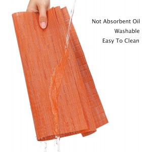 Myir JUN Placemats Set of 8, Vinyl Woven Placemats Place Mats Indoor Set of 8 Washable Table Mats Non-Slip Place mats for Dining Table (Orange, Set of 8)