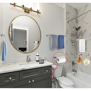 6 Pieces Brushed Nickel Bathroom Hardware Accessories Set Hand Towel Ring 16&23.6 inch Round Towel Bar Silver Toilet Paper Holder Towel Hooks 2 Pieces SUS 304 Stainless Steel,Heavy Duty,Wall Mounted