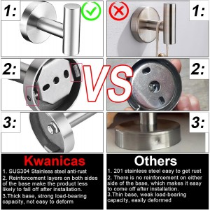 6 Pieces Brushed Nickel Bathroom Hardware Accessories Set Hand Towel Ring 16&23.6 inch Round Towel Bar Silver Toilet Paper Holder Towel Hooks 2 Pieces SUS 304 Stainless Steel,Heavy Duty,Wall Mounted