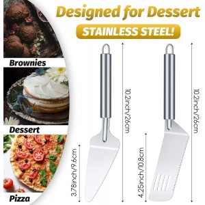 4 Pieces Pie Server Set Stainless Steel Pie Spatula Serrated Cake Cutter Slicer Cake Knife Gadgets with Comfortable Handle, for Cutting and Serving Desserts Brownies Pizza and Lasagna