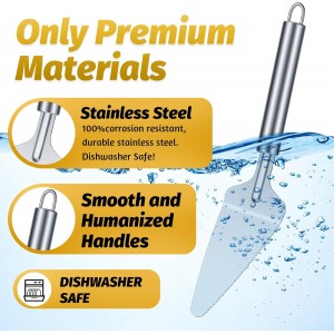 4 Pieces Pie Server Set Stainless Steel Pie Spatula Serrated Cake Cutter Slicer Cake Knife Gadgets with Comfortable Handle, for Cutting and Serving Desserts Brownies Pizza and Lasagna