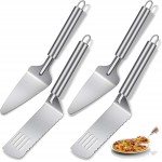 4 Pieces Pie Server Set Stainless Steel Pie Spatula Serrated Cake Cutter Slicer Cake Knife Gadgets with Comfortable Handle, for Cutting and Serving Desserts Brownies Pizza and Lasagna