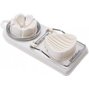 Egg Slicer Fruit Cutter,2 in 1 Stainless Steel Cutting Wires Used for Boiled Egg, Strawberries,Banana and kiwi fruit(White)