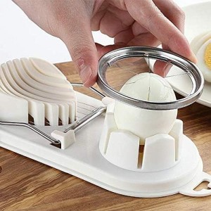 Egg Slicer Fruit Cutter,2 in 1 Stainless Steel Cutting Wires Used for Boiled Egg, Strawberries,Banana and kiwi fruit(White)
