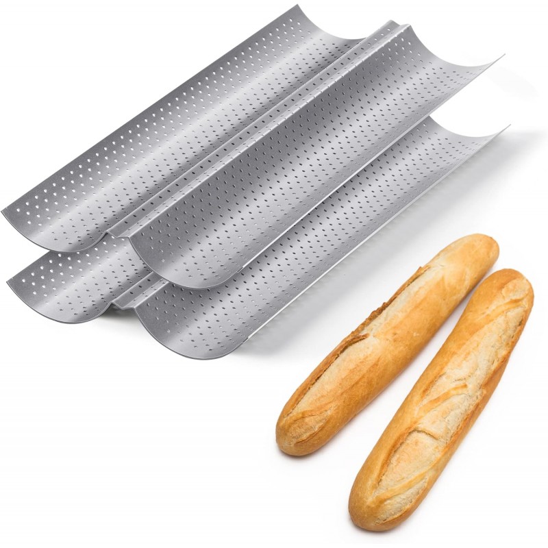 2 Pack Nonstick Perforated Baguette Pan 15