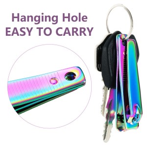 Honoson 6 Pieces Rainbow Nail Clippers Set Stainless Steel Toenail Clippers Portable Sturdy Nail Clipper Fingernails and Toenail Cutter for Women Men