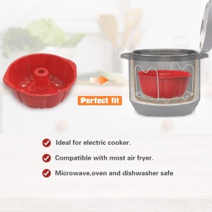 SILIVO Nonstick Fluted Cake Pans (2 Pack) - 7 inch Silicone Cake Pans for Jello, Monkey Bread and Bunte cake