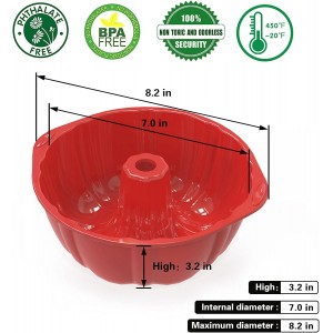 SILIVO Nonstick Fluted Cake Pans (2 Pack) - 7 inch Silicone Cake Pans for Jello, Monkey Bread and Bunte cake