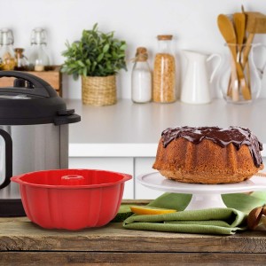 SILIVO Nonstick Fluted Cake Pans (2 Pack) - 7 inch Silicone Cake Pans for Jello, Monkey Bread and Bunte cake