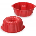 SILIVO Nonstick Fluted Cake Pans (2 Pack) - 7 inch Silicone Cake Pans for Jello, Monkey Bread and Bunte cake