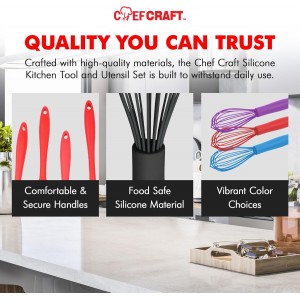 Chef Craft Premium Silicone Wire Cooking Whisk, 10.5 inch, Black