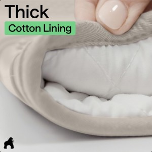 GORILLA GRIP BPA-Free Soft Silicone Oven Mitts and Pot Holders Sets of 4, Heat Resistant Waterproof Cooking Gloves, Thick Cotton Lining, Flexible Gripping for Baking Grilling, Kitchen Trivets, Almond