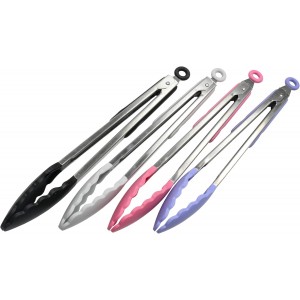 Chef Craft Premium Silicone Cooking Tongs, 12 inch, Pink