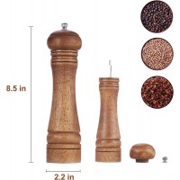 Gulex® Wood Pepper Grinder Pepper Mill,Adjustable Coarseness 8 Inch Wooden Peppermill, Ceramic Grinding Mechanism Salt Mill Refillable (1 pack) (Dark-1PC)