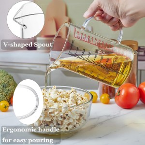 Glass Measuring Cup-[Insulated handle | V-Shaped Spout]-Made of High Borosilicate Glass Measuring Cup for Kitchen or Restaurant, Easy to Read, 1000 ML (32 Oz, 4 Cup)