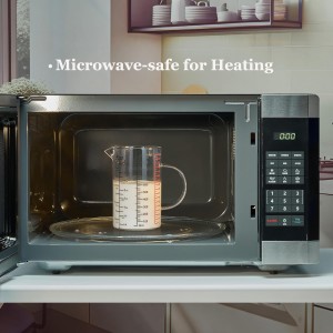 Glass Measuring Cup-[Insulated handle | V-Shaped Spout]-Made of High Borosilicate Glass Measuring Cup for Kitchen or Restaurant, Easy to Read, 1000 ML (32 Oz, 4 Cup)