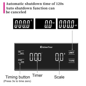 KitchenTour Coffee Scale with Timer for Brew Artisanal Java - Pour Over Scale for Slow Drip and French Press Coffee - Multifunction Kitchen Food Scale with Grams and oz