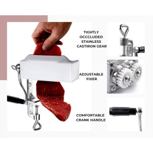 Commercial Meat Tenderizer Cuber – Heavy Duty Steak Flatten Tool Meat Grinder Attachment Clamp-on Rolling Cuber for Efficient Meat Tenderizing
