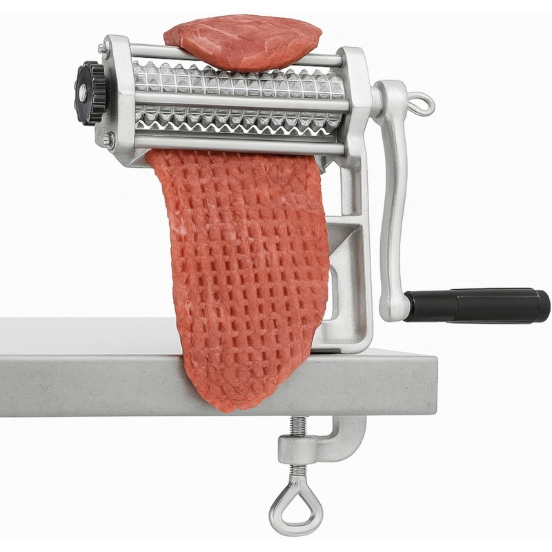 Commercial Meat Tenderizer Cuber – Heavy Duty Steak Flatten Tool Meat Grinder Attachment Clamp-on Rolling Cuber for Efficient Meat Tenderizing