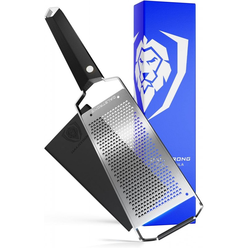 Dalstrong Professional Wide Cheese Grater - Fine - #304 Stainless Steel Blade - G10 Handle Kitchen Shredder - w/Blade Guard - Hard Cheese, Parmesan, Spices, Carrot, Garlic, Ginger - NSF Certified