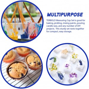 3pc Liquid Measuring Cups Set - 1 Cup, 2 Cup, 1 Quart | Clear Plastic Measure Cups with Long Handles