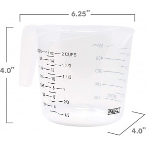 3pc Liquid Measuring Cups Set - 1 Cup, 2 Cup, 1 Quart | Clear Plastic Measure Cups with Long Handles